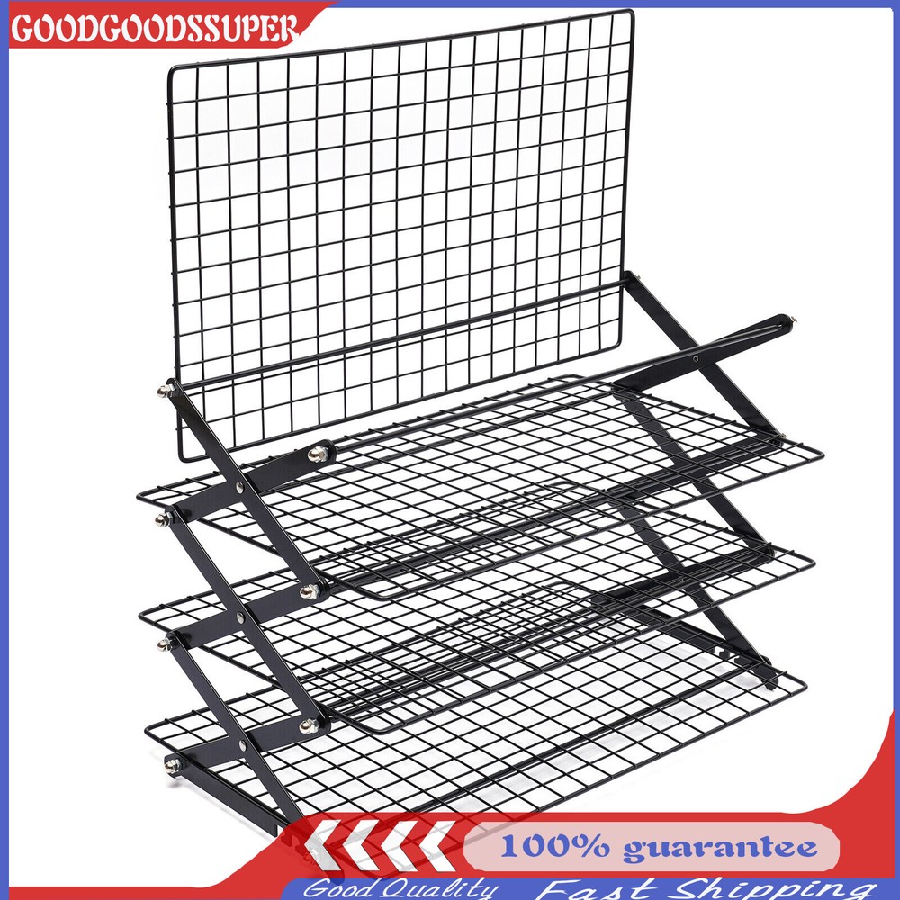 4-Tier Collapsible Cooling Rack Adjustable 3 Setting Design Stackable Cooling US