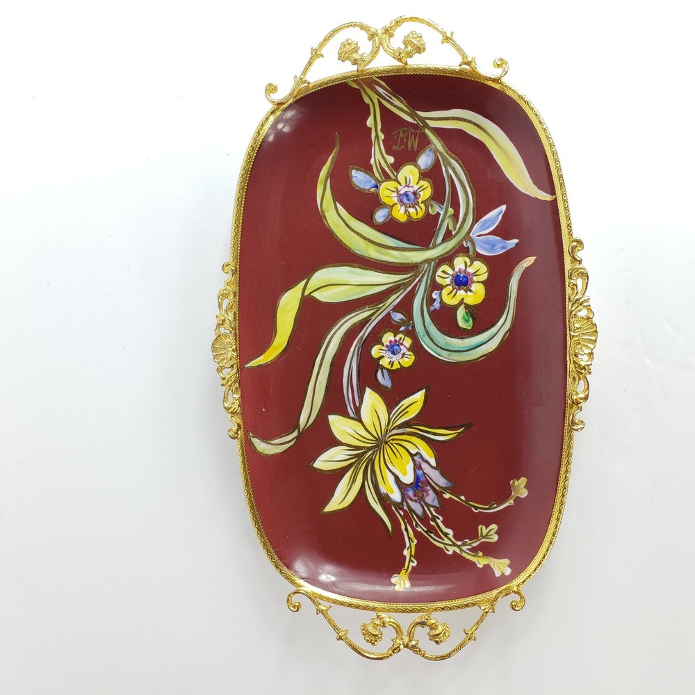 Arzberg Germany Rectangular Serving Platter Hand Painted Gold Trim