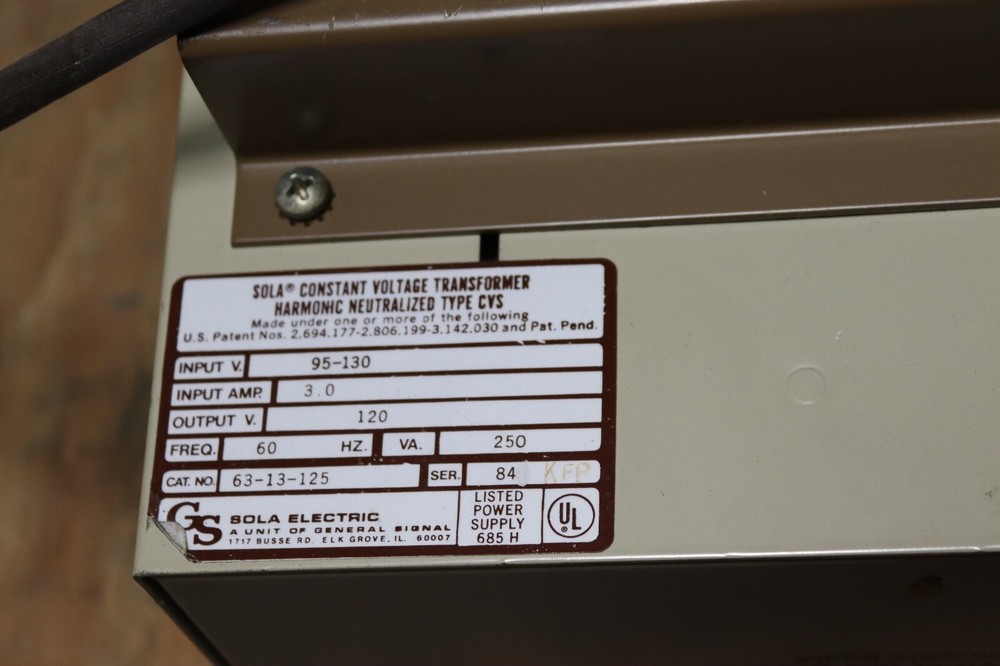 Sola 63-12-125-6 Computer Regulator, Power Conditioning