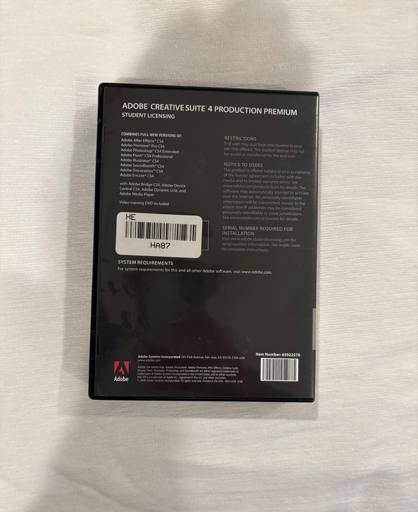 Adobe Creative Suite 4 Mac OS Production Premium Student Edition