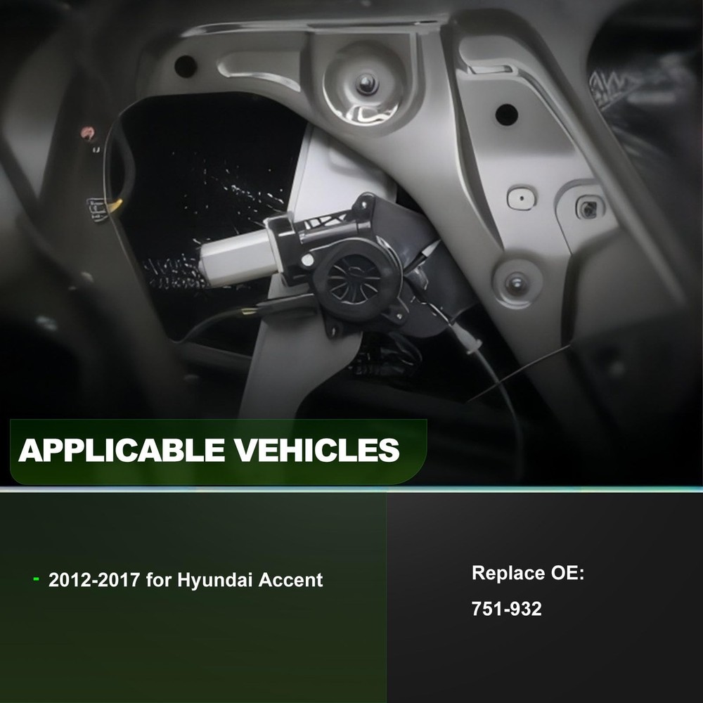 Left Rear Power Window Regulator Motor Replacement 2012-2017 Accent