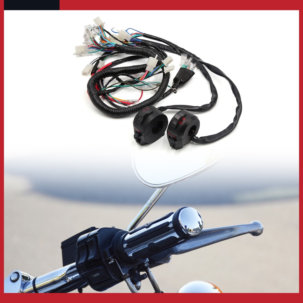 Universal Motorcycle Main Wire Harness with Handlebar Switch Kit Pack of 1