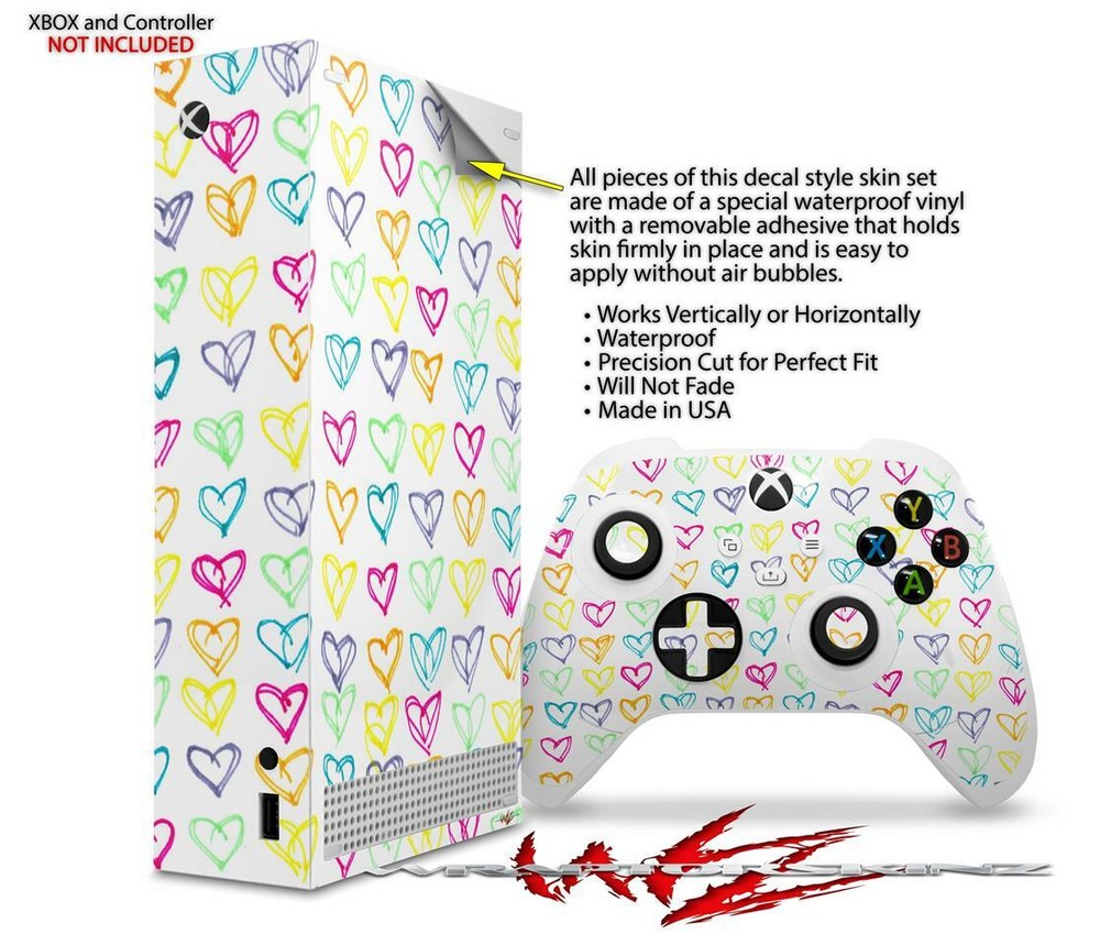 Skins XBOX Series S Console Controller Kearas Hearts White