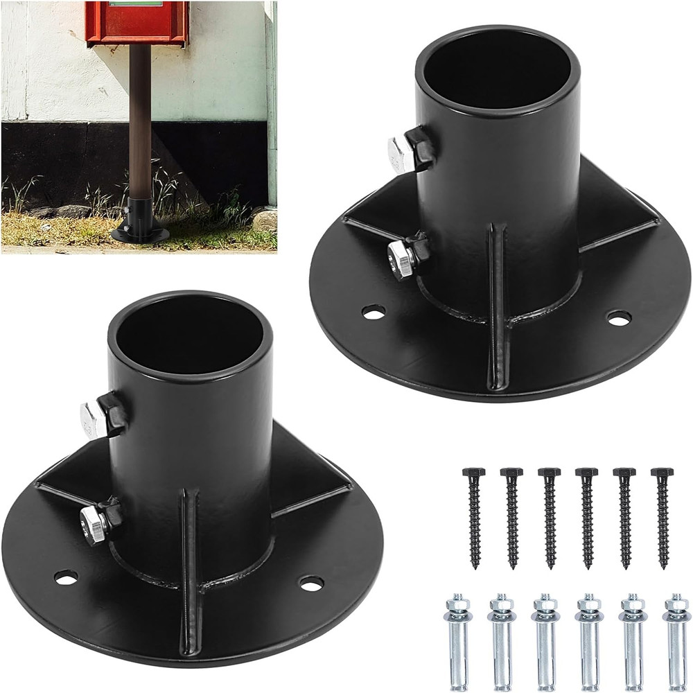 2PCS round Posts Base Bracket Chain Link Fence Flange Post Holder Heavy Solid Po
