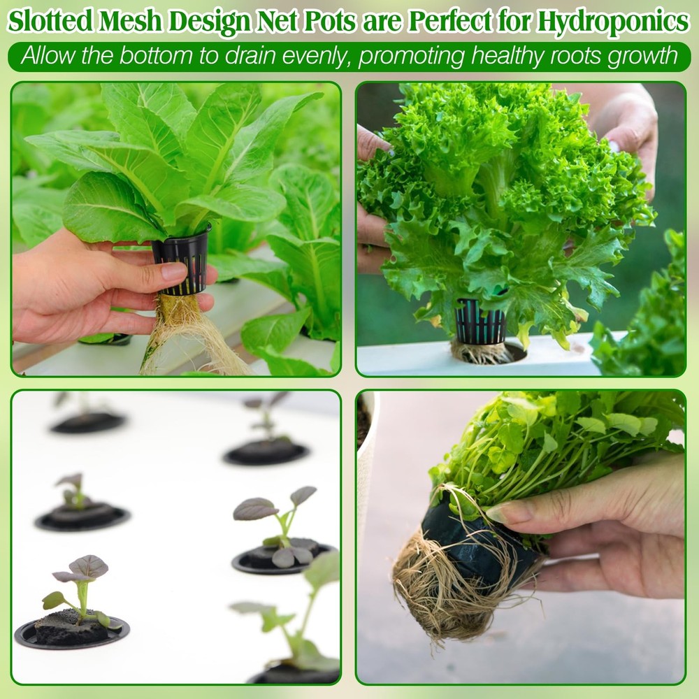 2 Inch Net Pots for Hydroponics, 100 Pack Mesh Net Cups Hydroponic Baskets Pl...