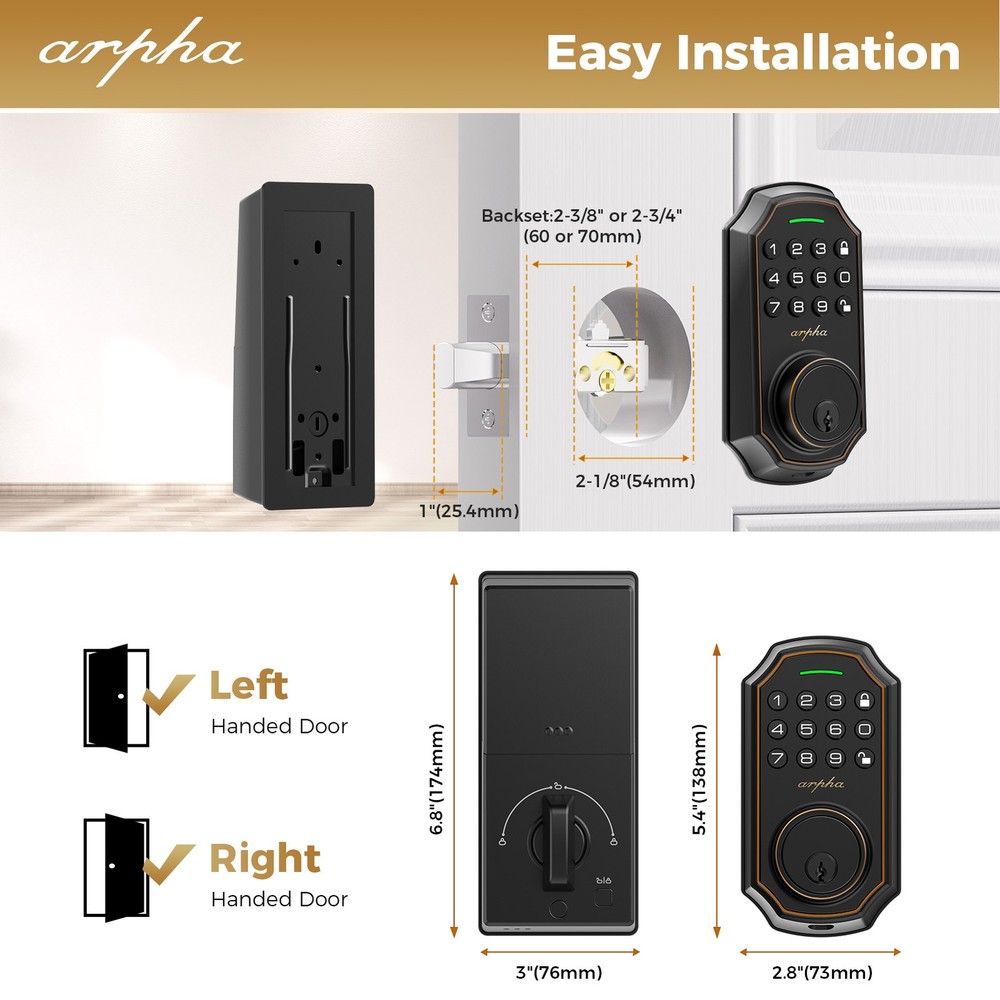 Keyless Entry Smart 100Code Door Lock Anti-Peeping Password Keypad Auto Deadbolt
