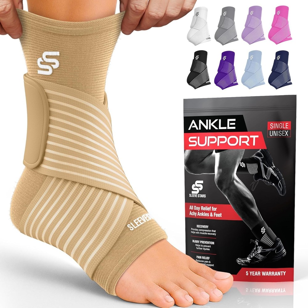 Adjustable Ankle Brace Compression Wrap Support Sleeve M Pair
