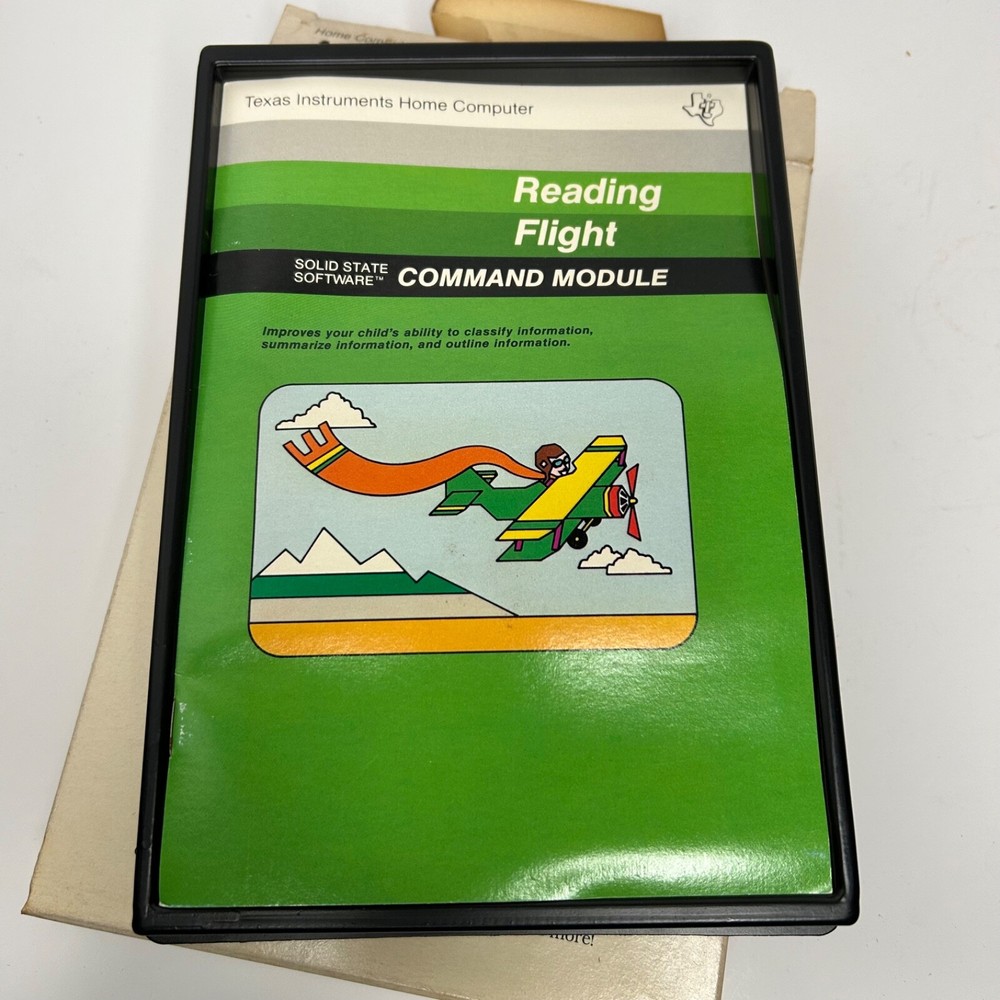 TI99-4a Home Computer Reading Flight Command Module PHM3082 Cartridge Manual Box