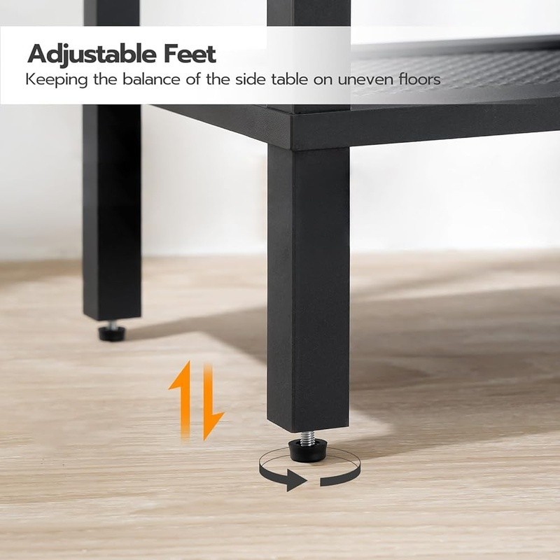 Space Saving End Table 2 Tier Storage Shelf Adjustable Feet Nightstand New