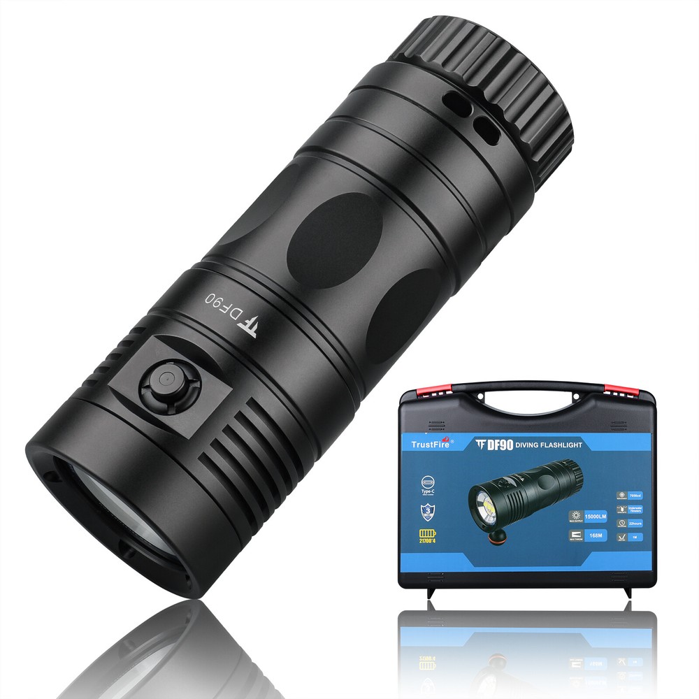 TustFire DF90 Kit 15000Lumen Brightest LED Diving Light Waterproof Flashlight