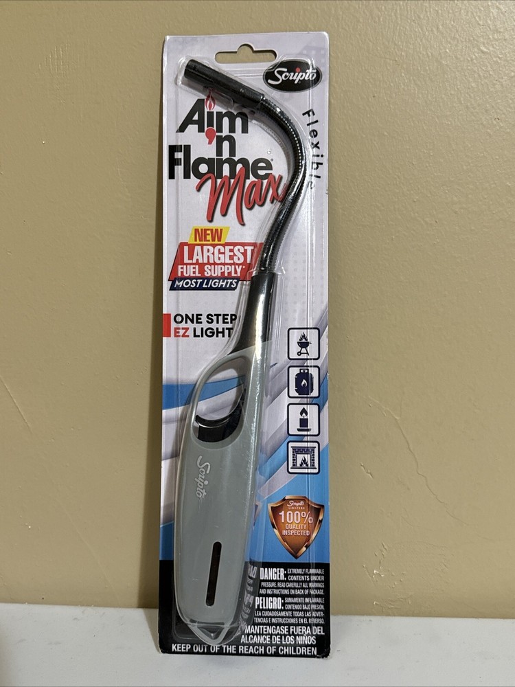 Scripto Aim N Flame Max Flexible Lighter Grey
