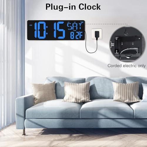 Large Digital Wall Clock WiFi Sync, 16.5 in Large Display Wall Clock Antique