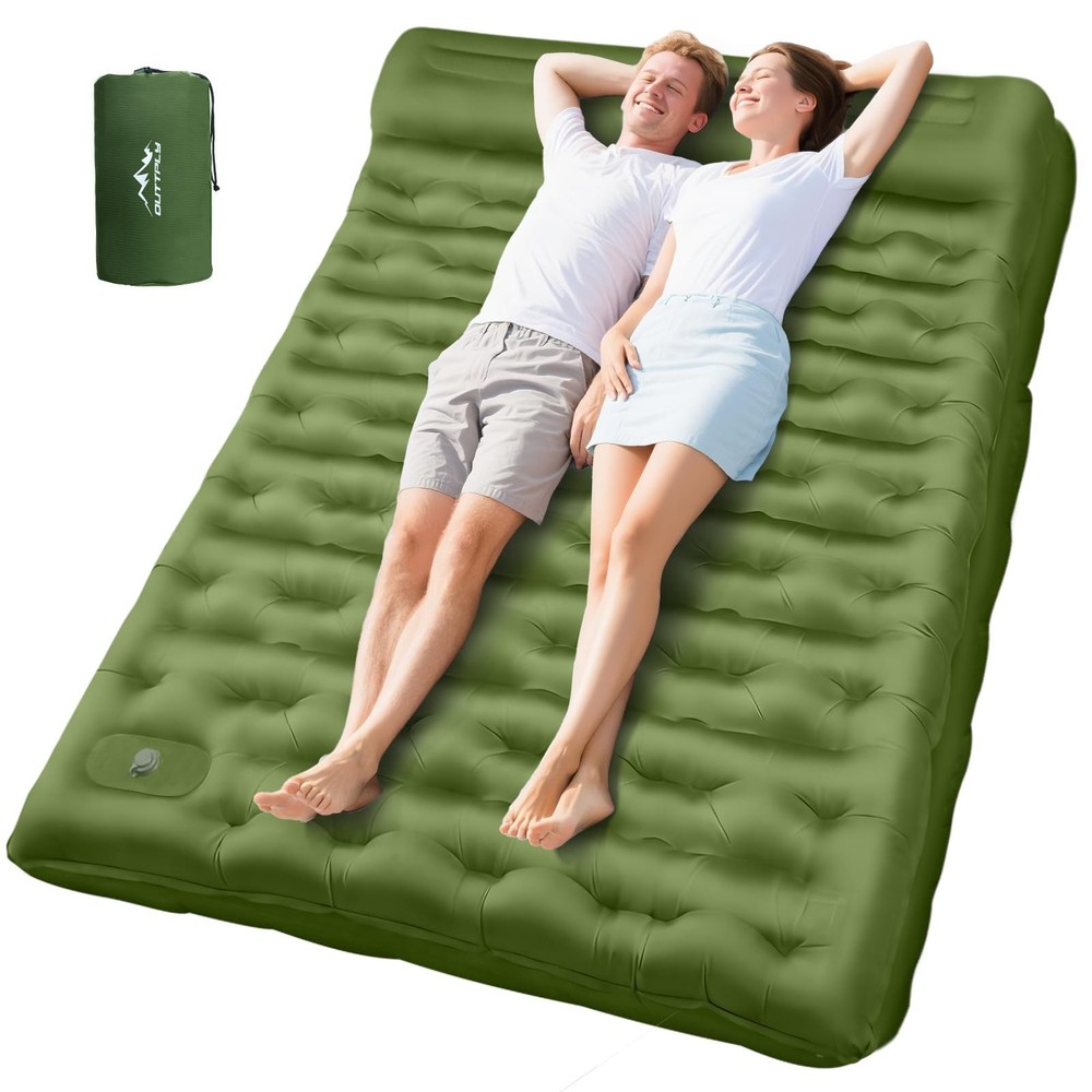 Sleeping Pad for Camping, 6" Extra Thick Camping Mat with Pillow Built-in Foo...