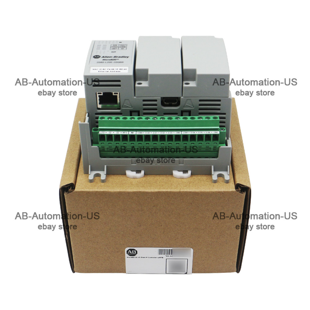 New Allen Bradley 2080-L20E-20QBB Micro820 20 I/O ENet/IP Controller