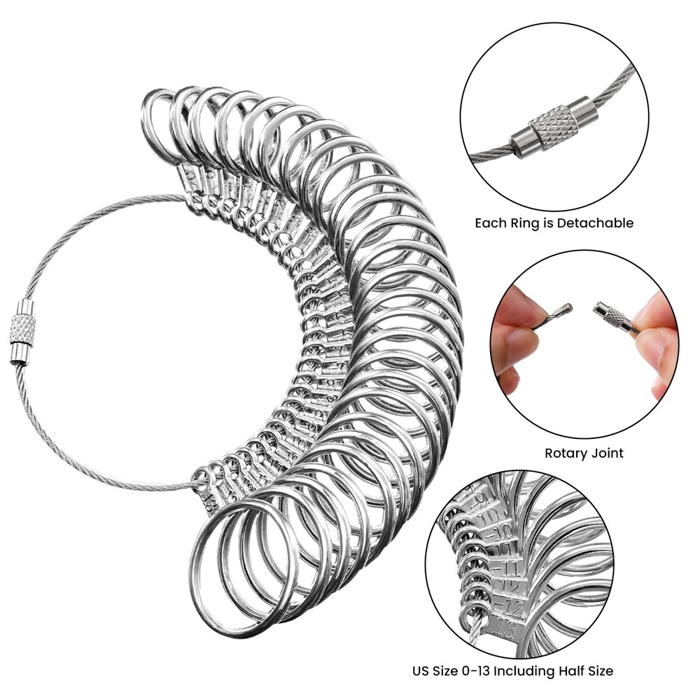 Meowoo Ring Sizer Measuring Tool Set, Gauges with Finger silvery