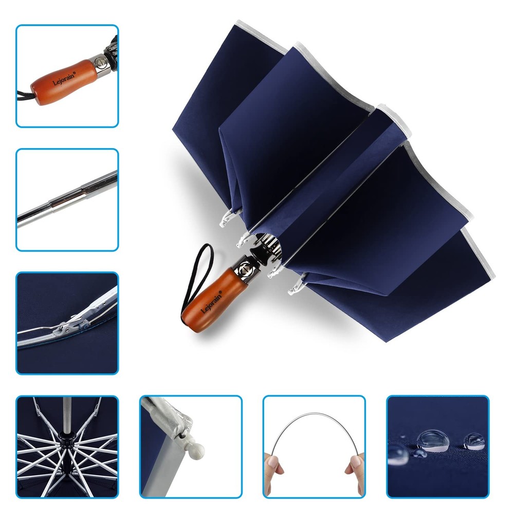 Large Inverted Golf Umbrella Windproof Reverse Folding Auto Umbrella