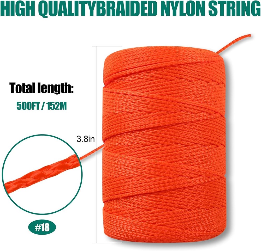 Romeda Mason Line #18, 500 Ft Orange String, Construction Twine for