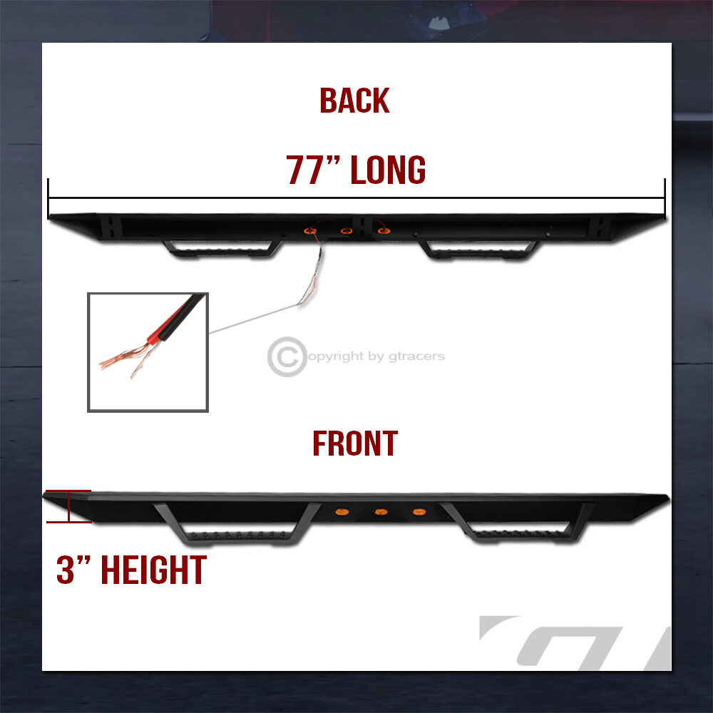 For 2009-2018 Ram 1500 Quad/Extended Matte Black Modular LED Drop Step Nerf Bars