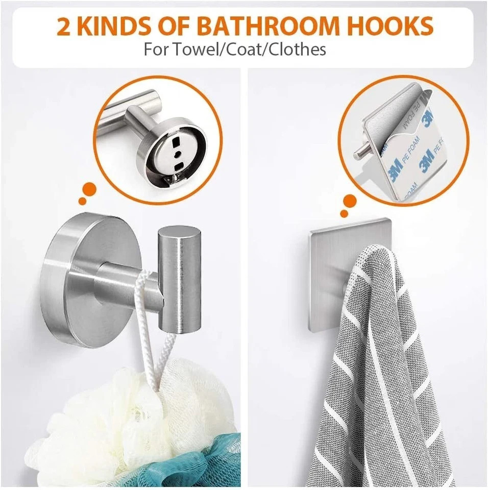 6pcs Bathroom Hardware Accessories Set Towel Bar Set Silver
