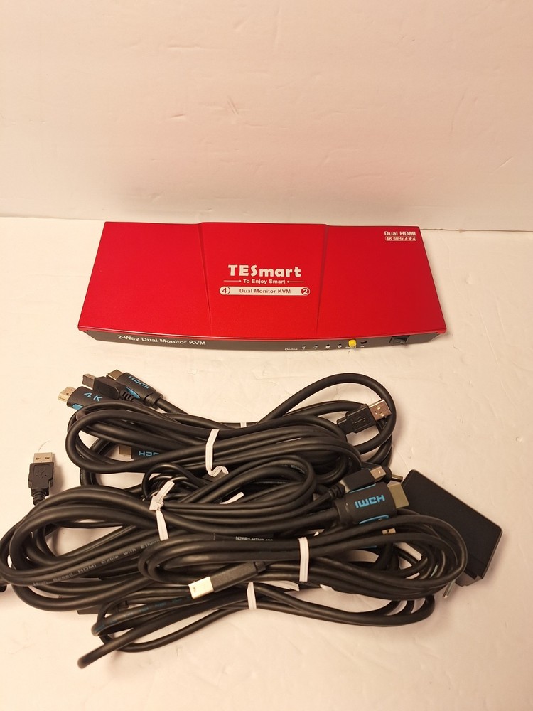 TESmart USB 3.0 HDMI KVM Switch 2 Monitors 2 Computers 4K@60Hz Missing Remote