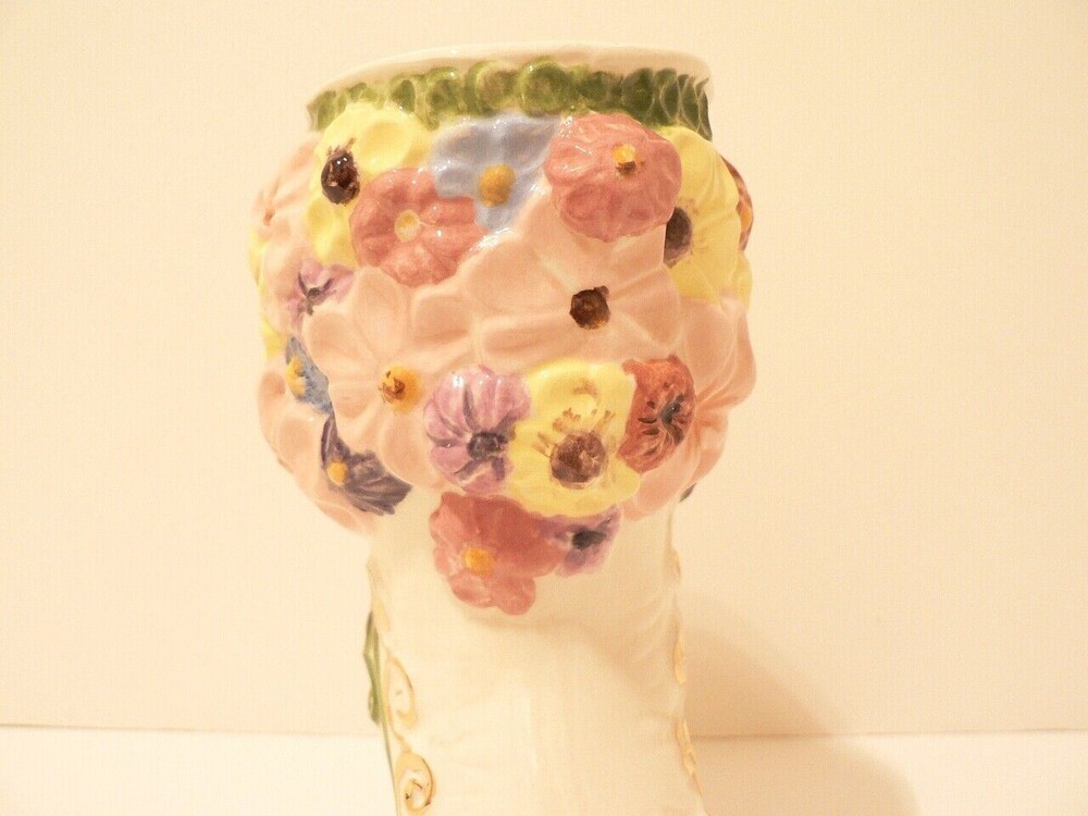 Pottery Boot Vase Hand Painted (S0