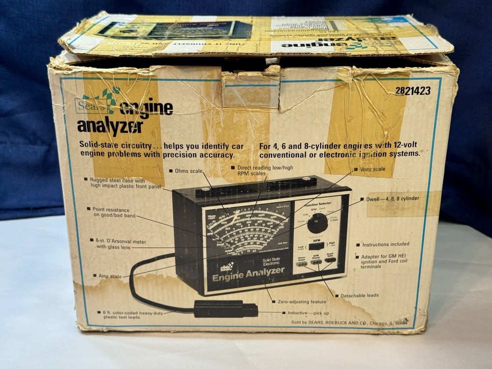 Sears Model 161.214230 Solid State Electronic Engine Analyzer W/ Cables & Manual