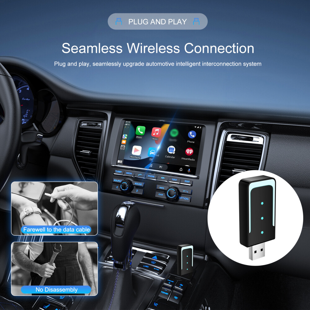 2 IN 1 Wireless Apple Caplay & Android Auto Adapter Box USB Car Dongle Plug&Play