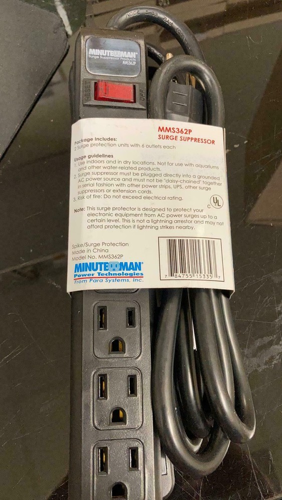 MINUTEMAN 6-OUTLET SURGE SUPPRESSOR PROTECTOR MMS362P 2-PACK