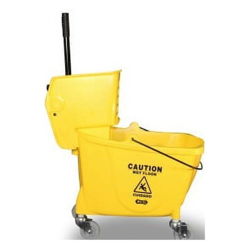 Mop Bucket Wringer Combo Efficient Cleaning High Back Low Front Mobility Yellow