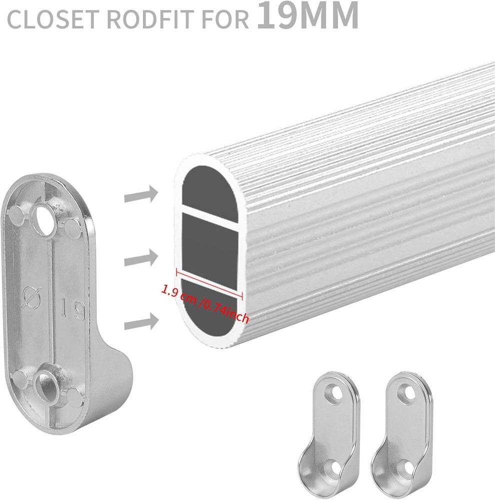 20 Pack Oval Closet Rod End Supports, Dveda Bracket, Wardrobe...