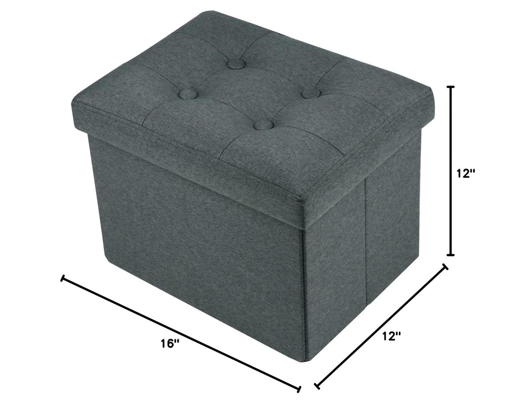 Grey Storage Ottoman, Foot Rest Stool, Foldable Entryway Bench