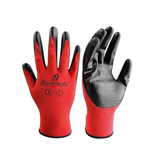 Nitrile Coated Red Grip Work Gloves Lightweight Washable Reusable Bulk Pack