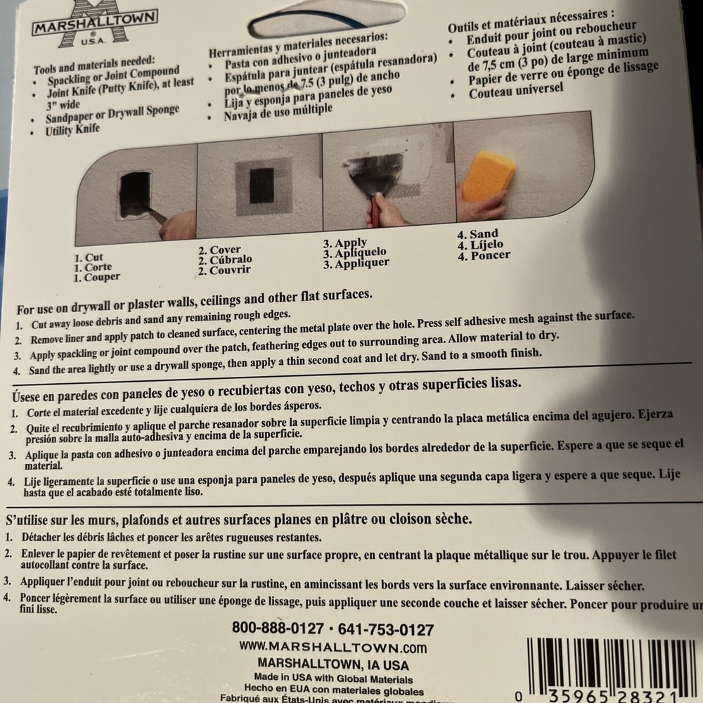 Marshalltown Self adhesive wall repair patch