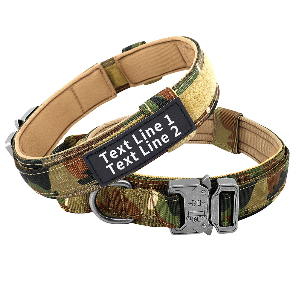 Personalized Tactical Dog Collar with Handle Military Training Custom Name Print