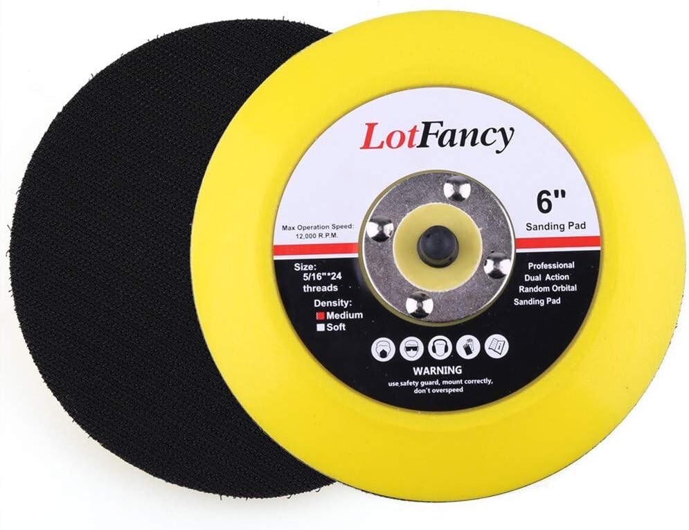 6 Inch Hook and Loop Backing Pad, Pack of 2 - DA Air Random Orbital Sander