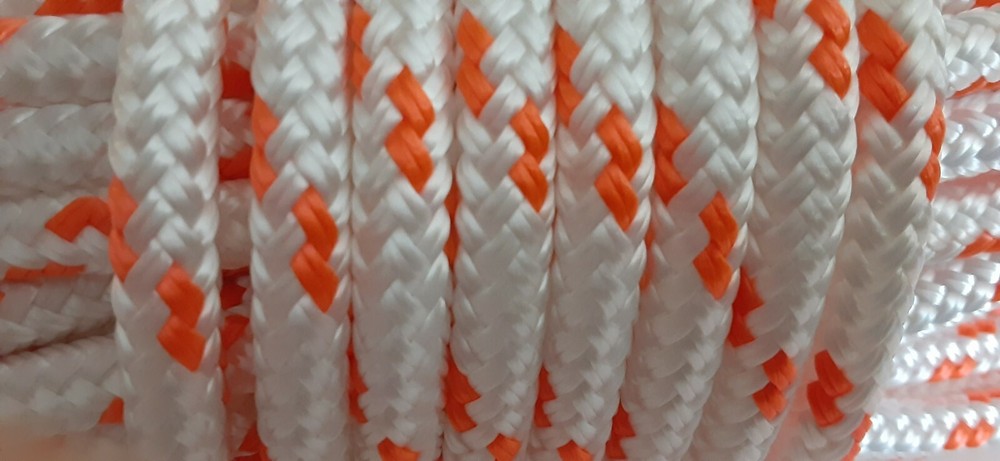 5/16 x 200 ft. Double Braid-Yacht Braid polyester rope hank. White/Orange
