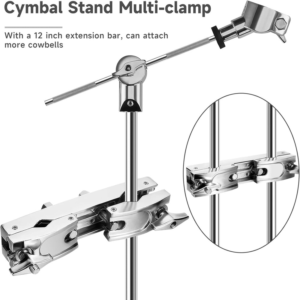 Heavy-Duty Cymbal Stand Multi-Clamp Drum Clamp Adjustable Quick Release Drum Bar