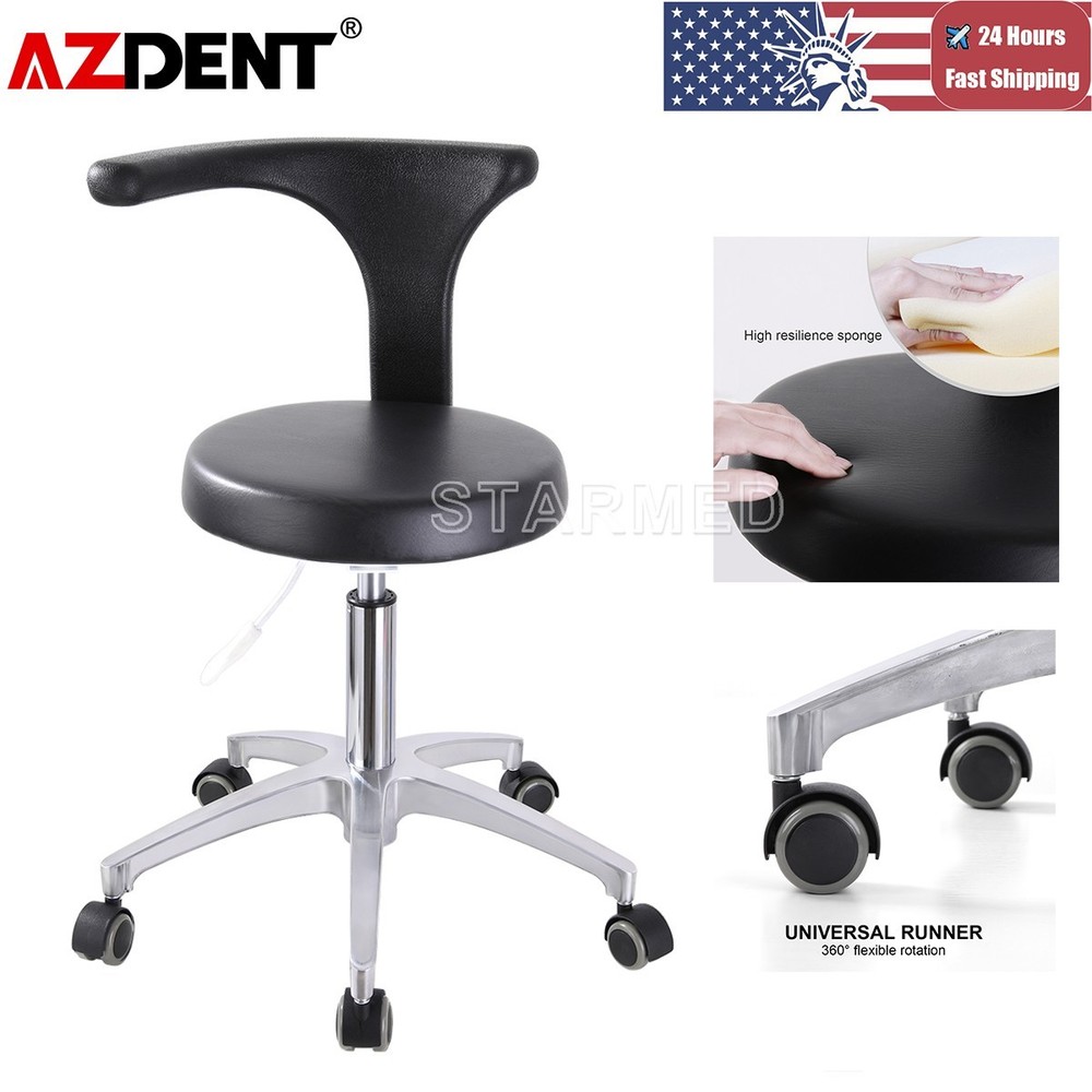 Dental Mobile Stool Dotor Chair Adjustable Height Backrest 360° Universal Caster