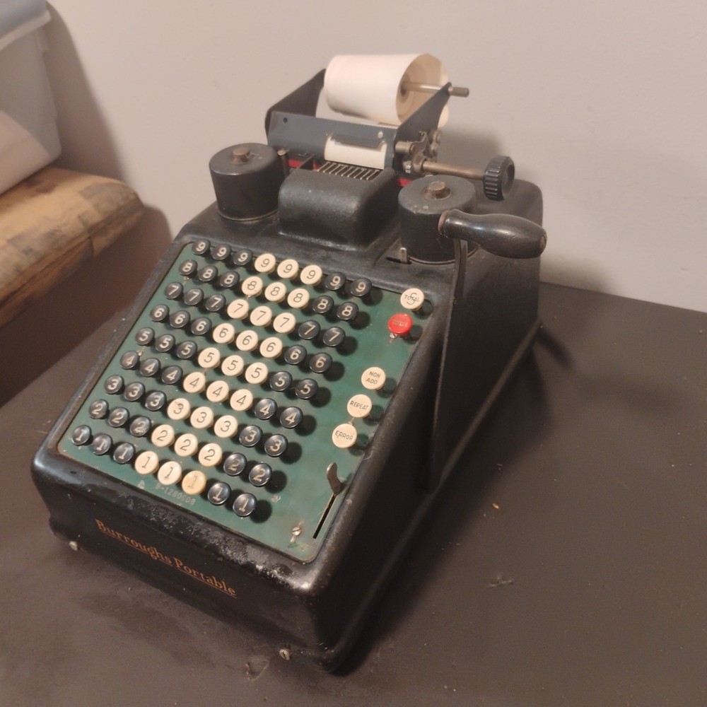 Vtg Burroughs Mechanical Adding Machine W/ Subtract Function. 9-1280608
