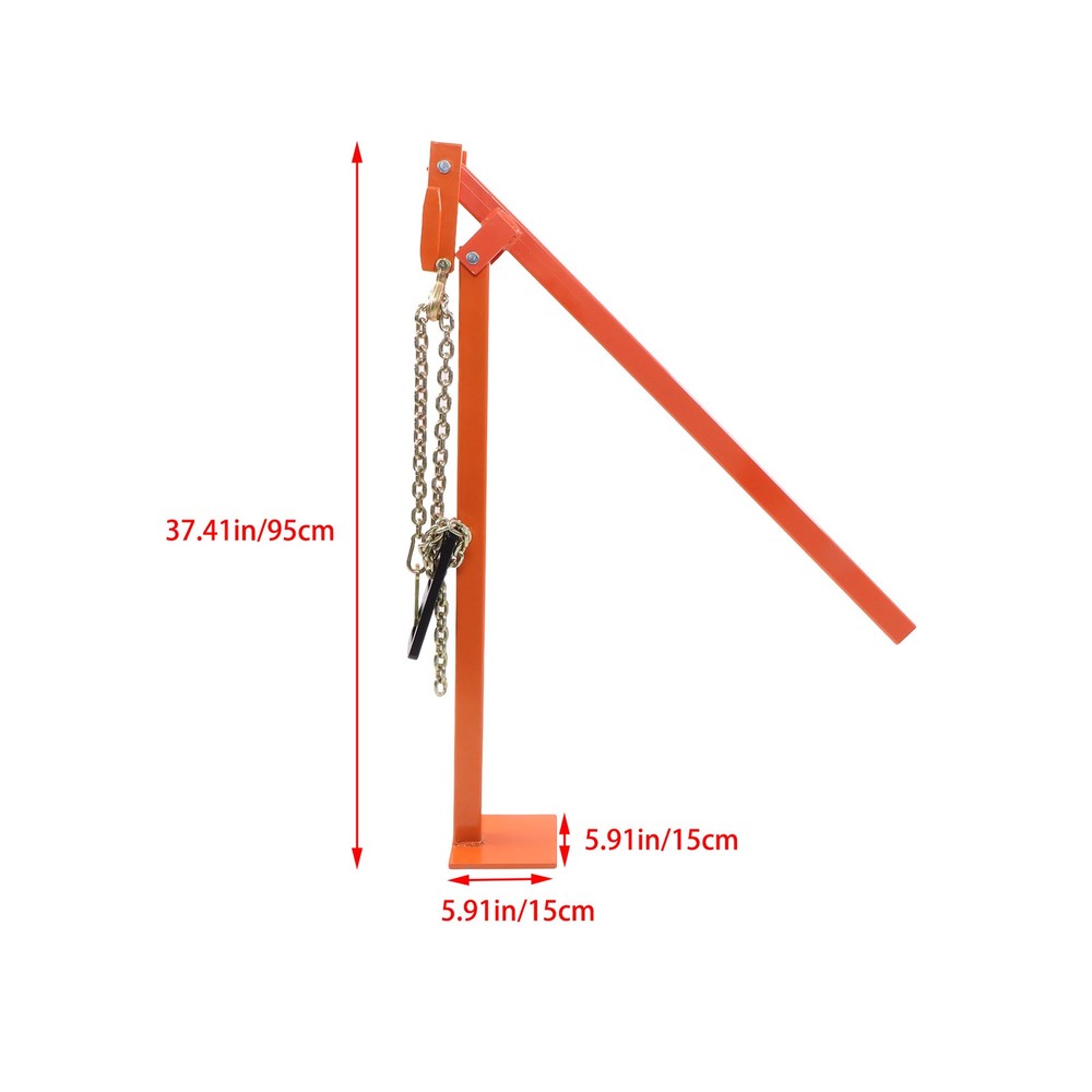 36 in T Post Puller with Puller Plate & 47 in Lifting Chain For Round Fence Post