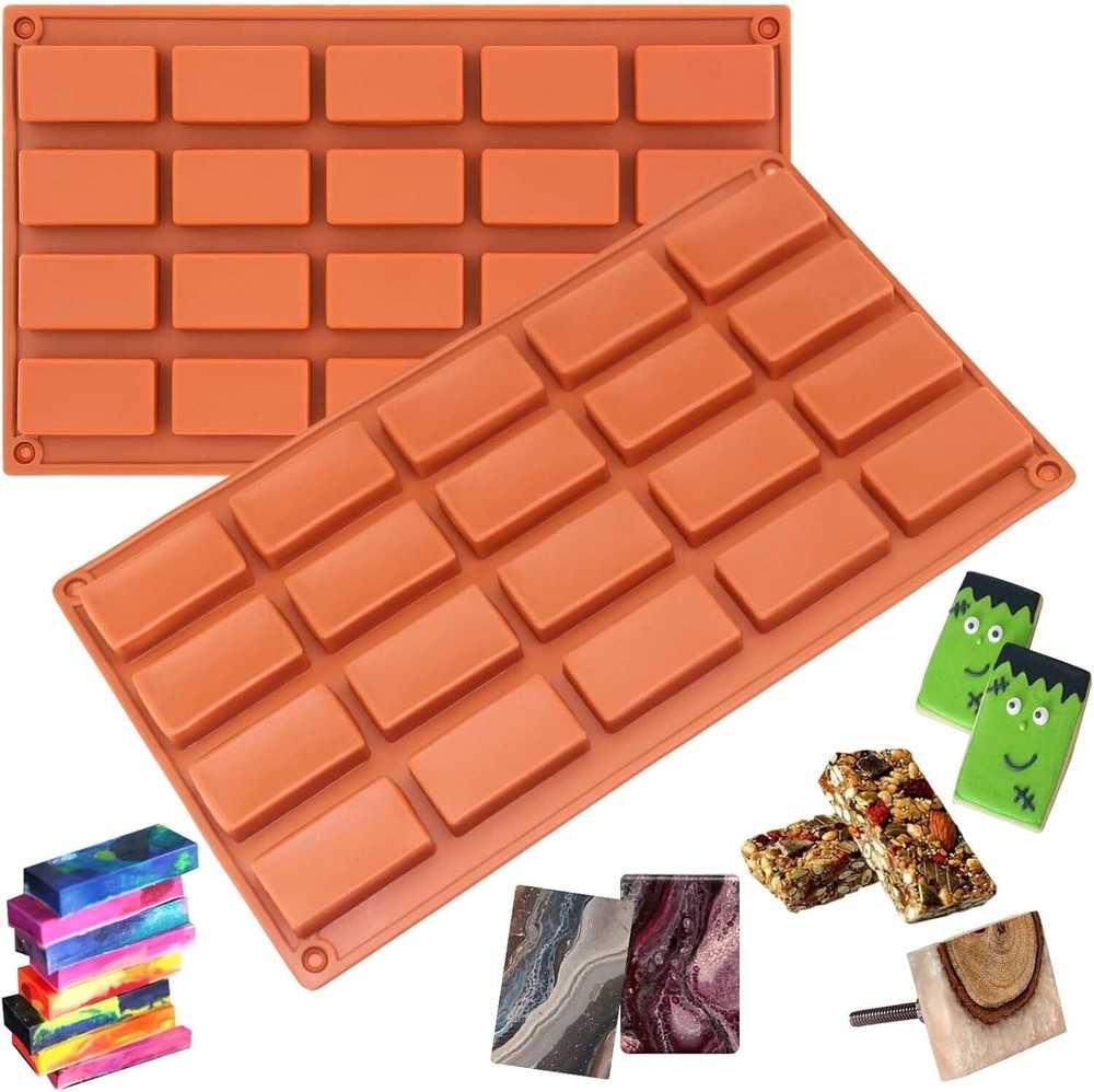 20 Cavities Rectangular Chocolate Candy Bar Silicone Mold Soap Cake BinD03