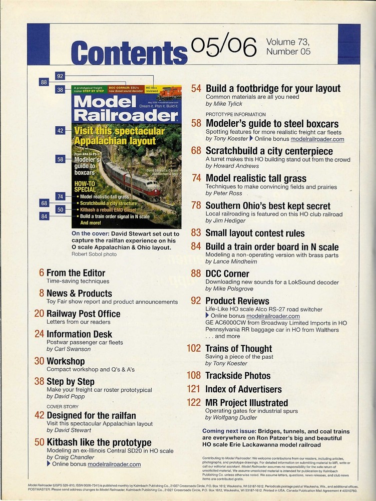 Model Railroader Magazine 2006 May