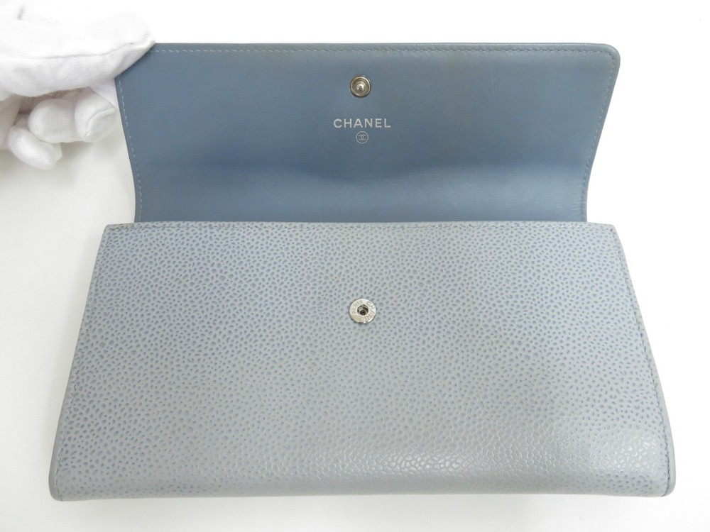 Authentic CHANEL CC Leather Bifold Long Wallet I#47166