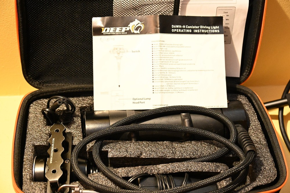 Deep 6 D6Wh 4000L Canister Dive Light.