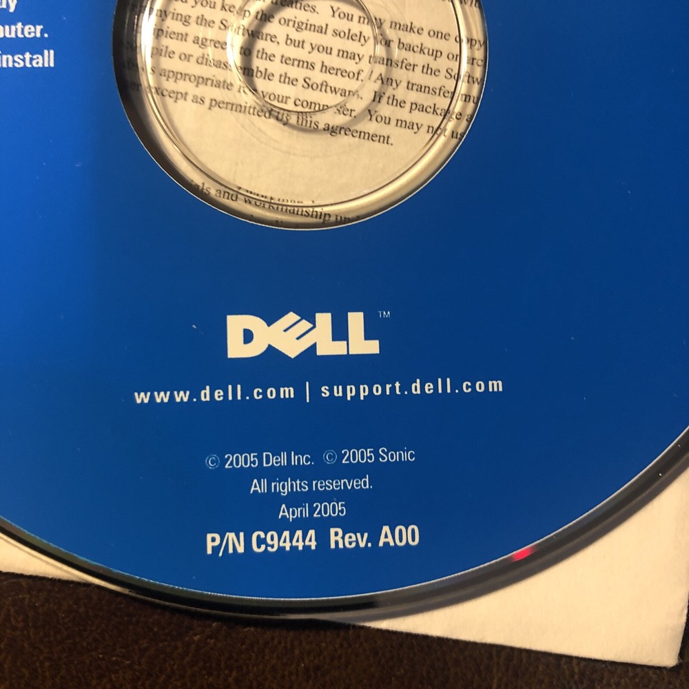 Dell Reinstallation Sonic Digital Media Version 7 LE software CD April 2005