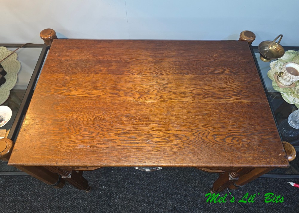 Antique 19th Century Oak Single Drawer Legs Work Table