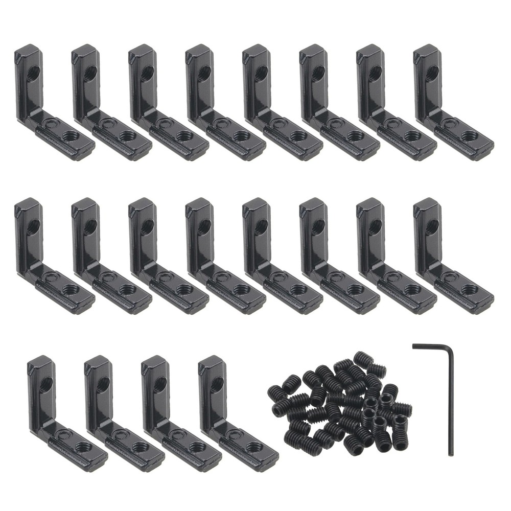 20 PCS L-Shape Interior Inside Corner Connector Joint Bracket 2020 Black