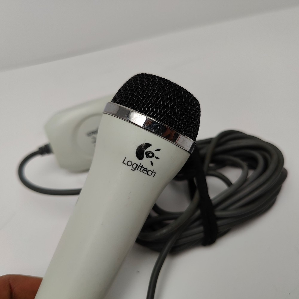 Logitech USB Microphone Wired PC Mic White USB Plug Play Computer Karaoke Mic