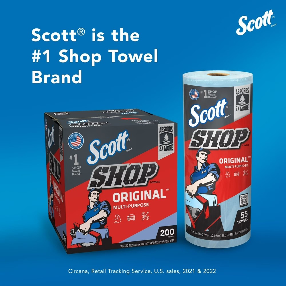 Scott Shop Towels, 6 Rolls, 55 Sheets Per Roll