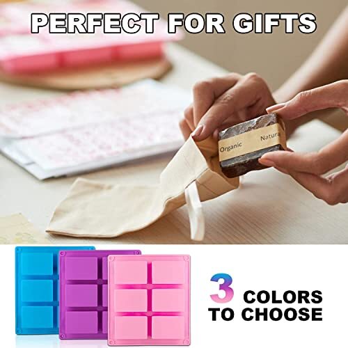 3 Pack Rectangular Silicone Soap Mold Tray Cake Cookie Making Molds, 6 Cavities